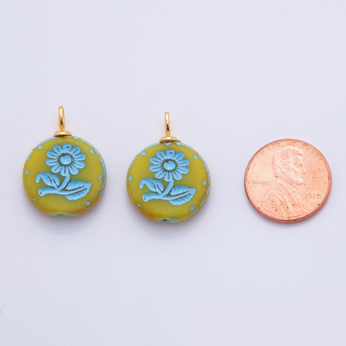 Gold Acrylic Charms Sun Flower Charm Pendant Floral Bracelet Necklace for DIY Jewelry Making Supply AF-721