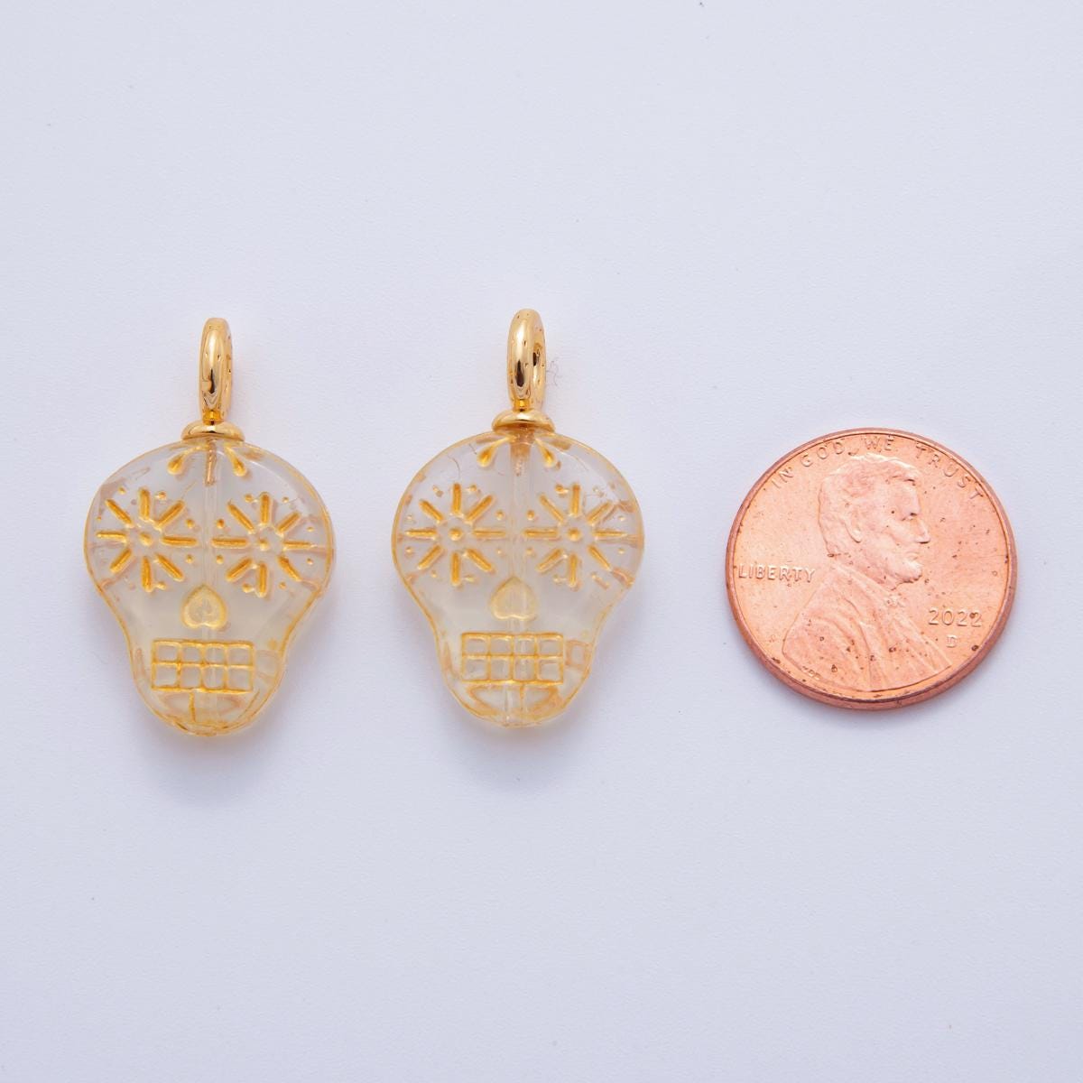 Dainty Colorful dia de los muertos Charm Skull pendant miniature gold skull charm for halloween necklace jewelry supply AF-723