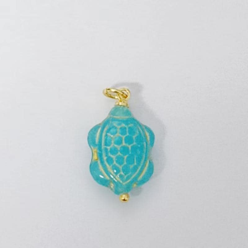 Hand-Painted Turtle Resin Charms – Gold Accented Animal Drop Charm Vintage Bohemian Style AF-728