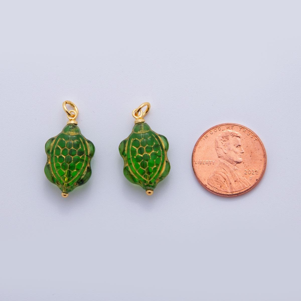 Hand-Painted Turtle Resin Charms – Gold Accented Animal Drop Charm Vintage Bohemian Style AF-728