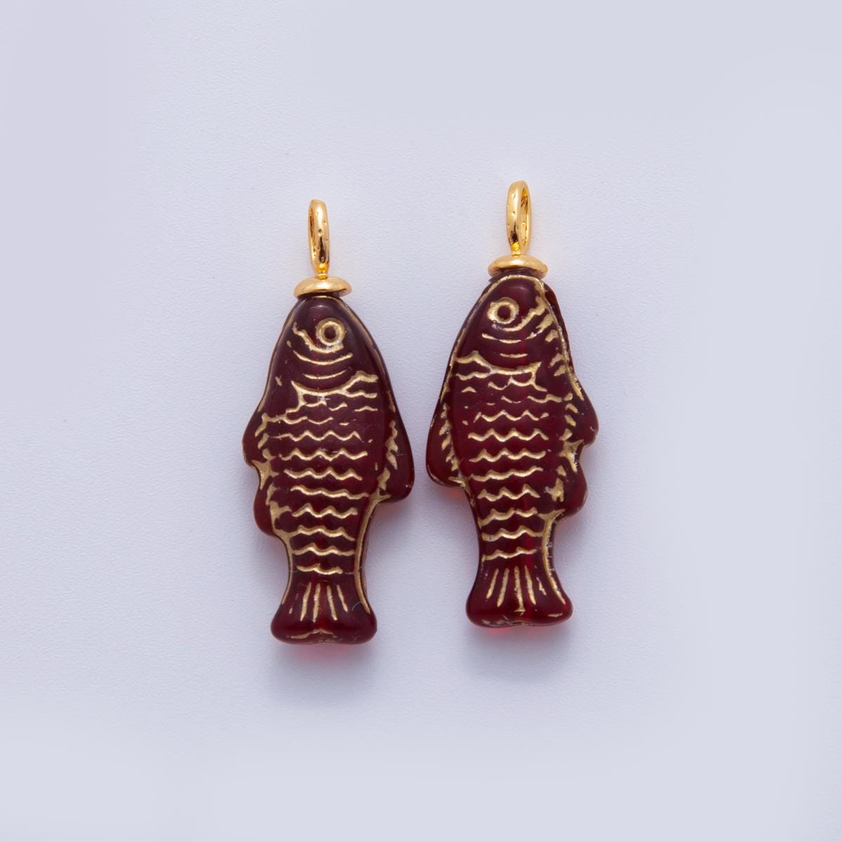 18K Gold Filled Yellow Acrylic Multidimensional 3D Fish Drop Charm | AF297