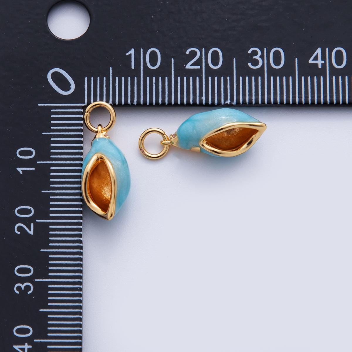 18K Gold Filled Blue Conch Sea Shell Charm | M830