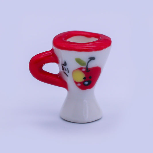 3D Glass Ceramic Charm Porcelain Apple Miniature Doll House Mugs Charms Pendant