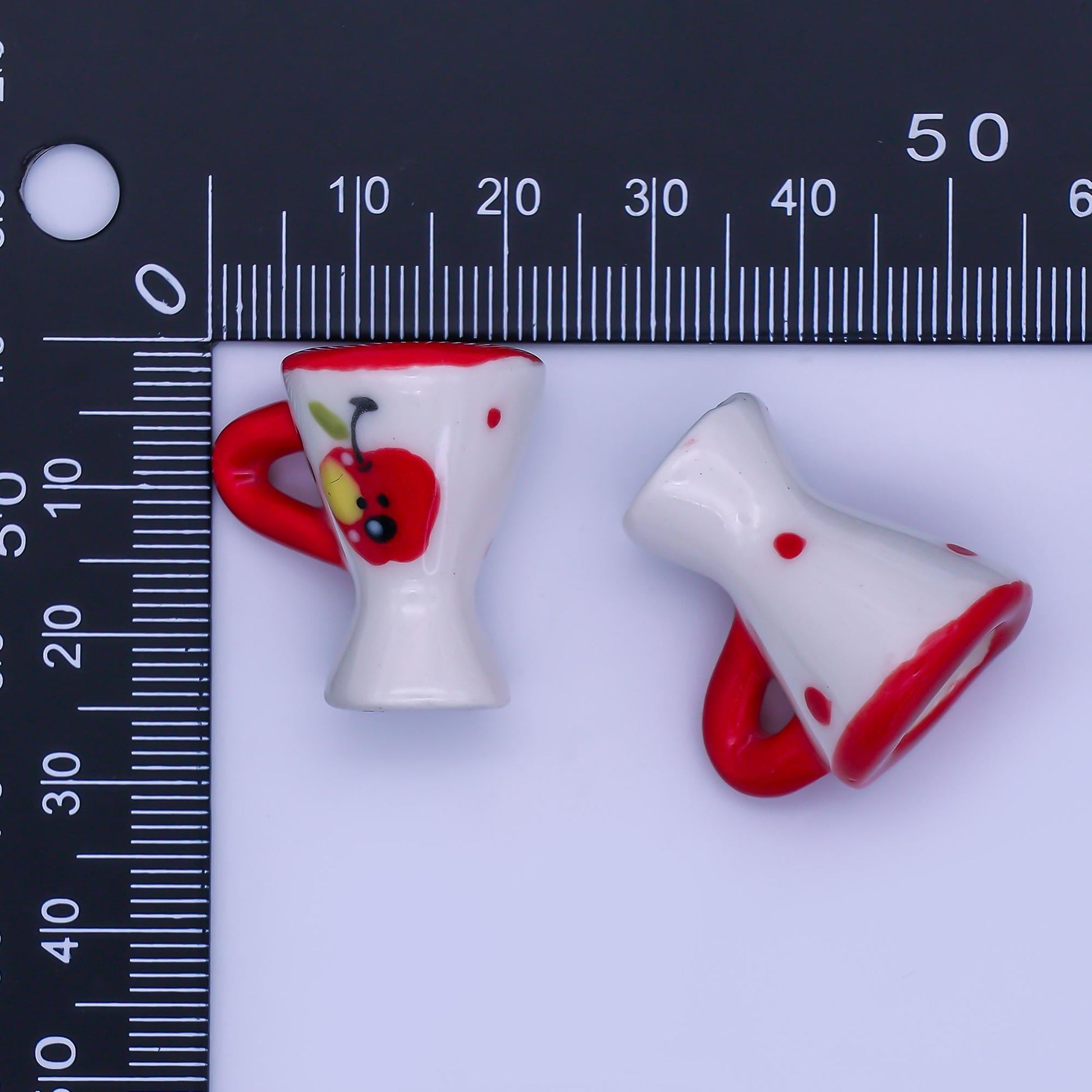 3D Glass Ceramic Charm Porcelain Apple Monitor Toppers Miniature Doll House Mugs Figurine for Teacher Appreciation Gift Idea AH-401