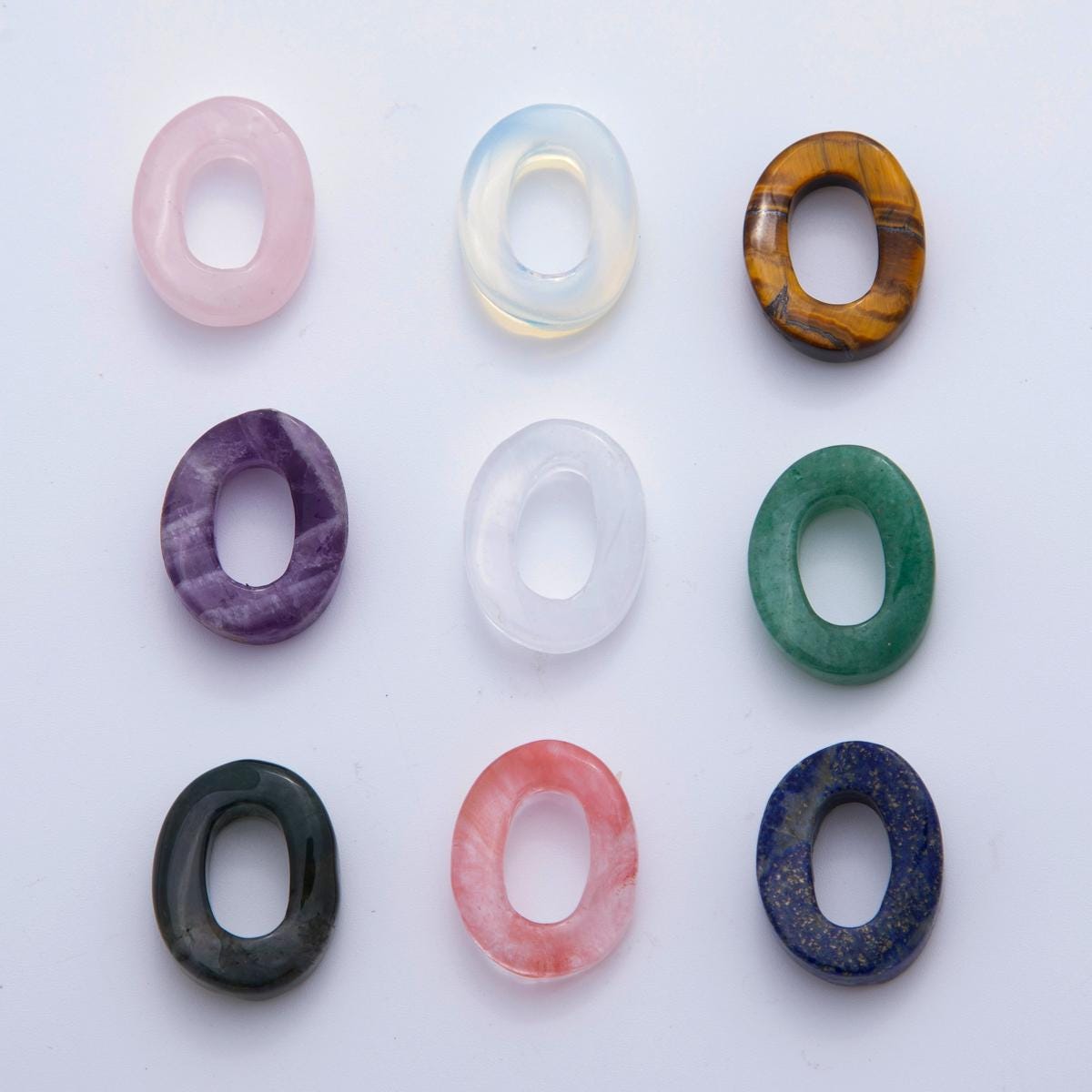 Gemstone natural oval open stone beads Colorful gemstone oblong oval findings 23mm x 18mm jewelry supply Z-A1211