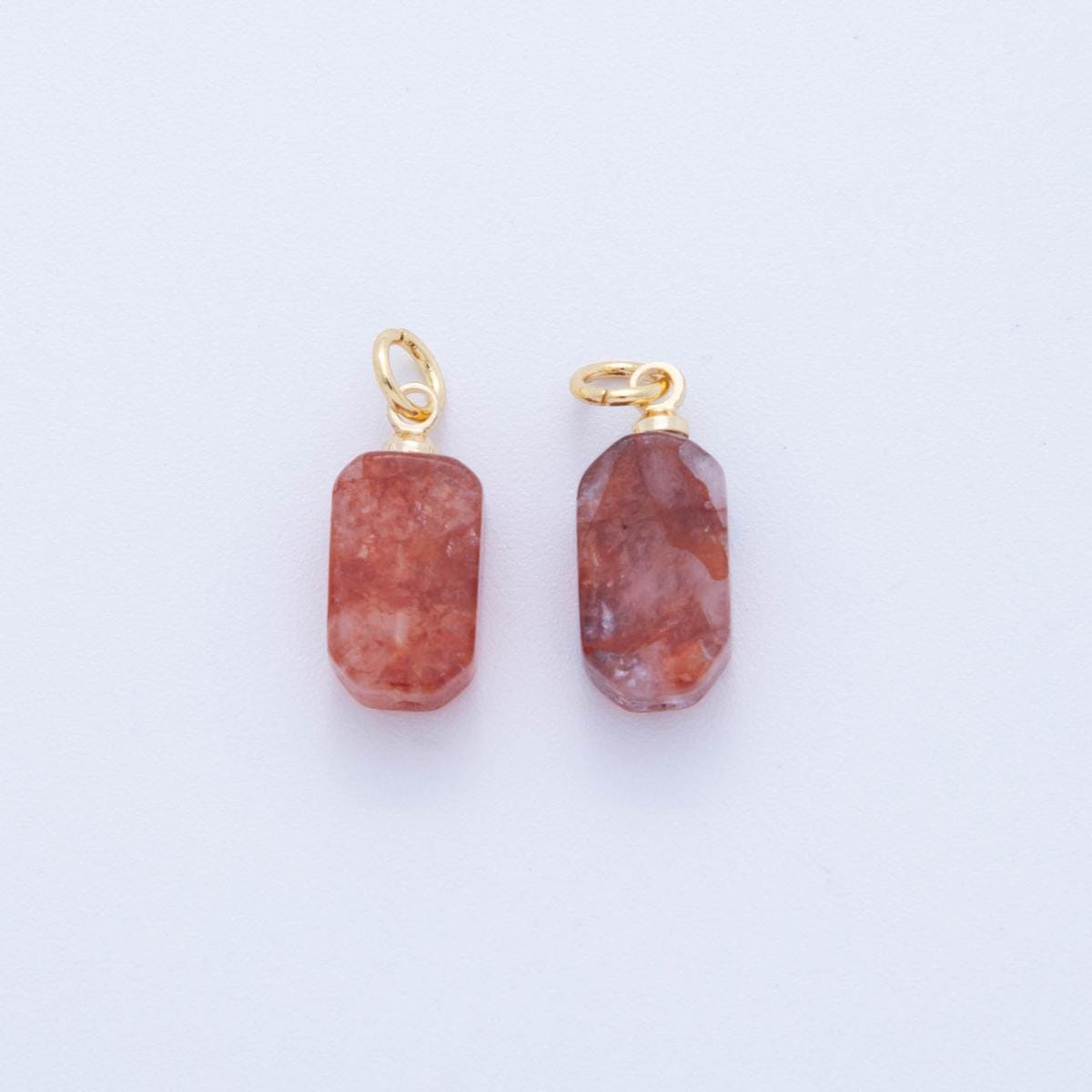 18k gold filled charm natural gemstone Amazonite amethyst rose quartz lapiz Tag Tablet Charm pendant | AF-412