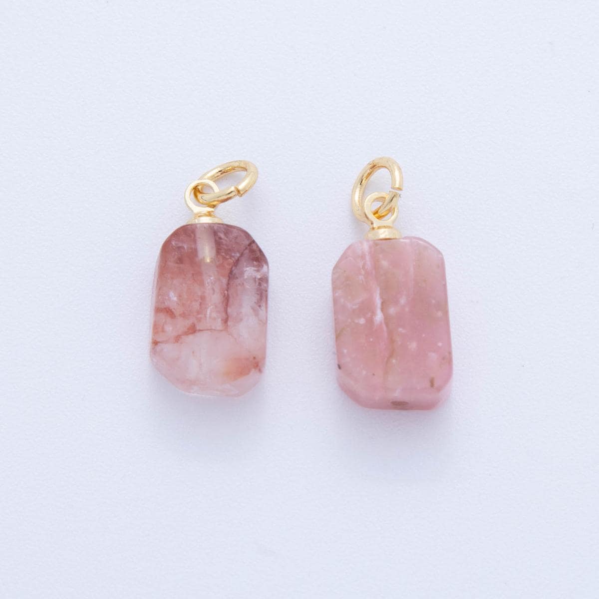 18k gold filled charm natural gemstone Amazonite amethyst rose quartz lapiz Tag Tablet Charm pendant | AF-412