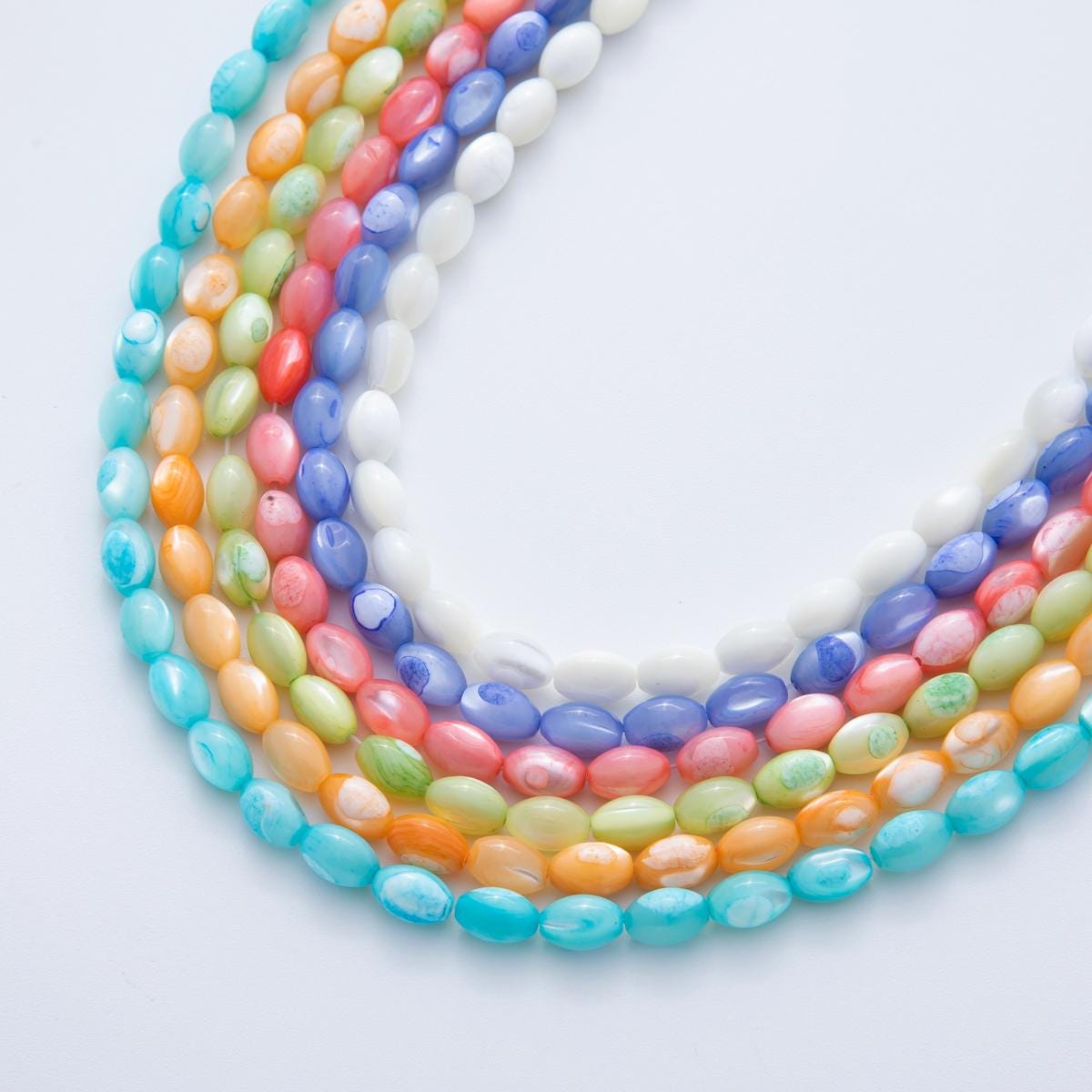 9x6mm Rice Shell Pearl Bead Strand Dyed Pearls for Jewelry Making, Necklace & Bracelet Craft Supplies Colorful Beads per Strand WA-3296