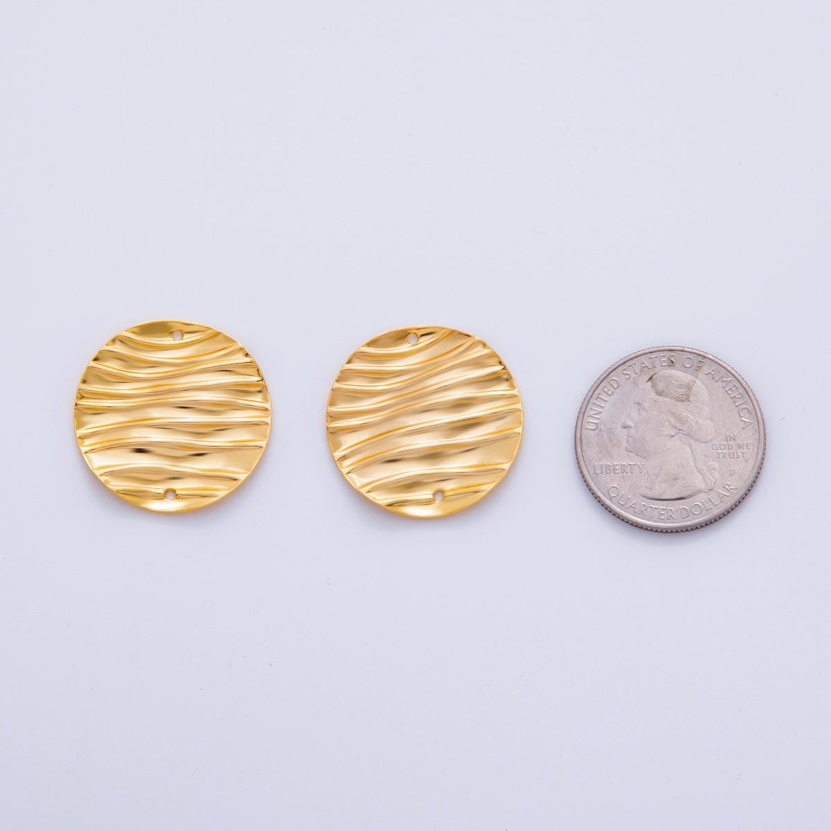 Dainty Gold Molten Wave Charms Geometric Coin Gold Earring Findings Dangle Charm for Earring Components DIY Jewelry Making Z-1189