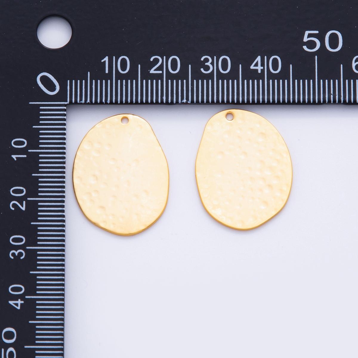 Gold Hammered Oval Charms Molten Rustic Earring Finding Lightweight Dangle Pendant Supplies, DIY Jewelry Making Components Z-1192