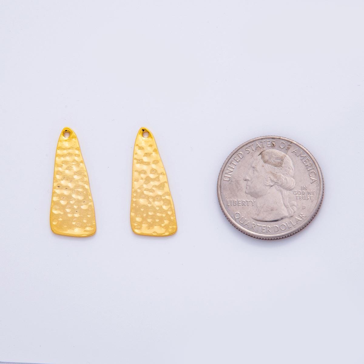 Gold Hammered Abstract Triangle Charms Tag Shape Earring Finding Lightweight Dangle Pendant Supplies, DIY Jewelry Making Components Z-1194