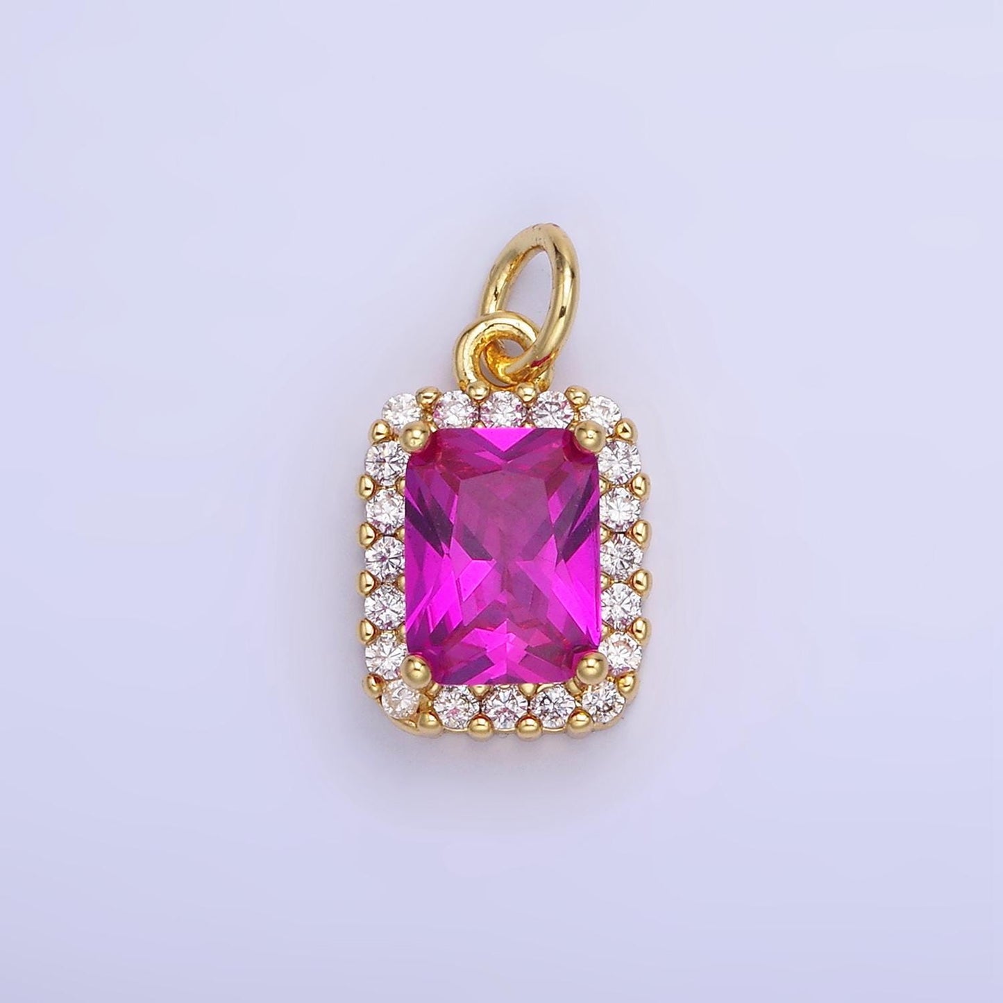 14K Gold Filled Baguette Micro Paved CZ Charm in Gold & Silver | AG768 - AG774