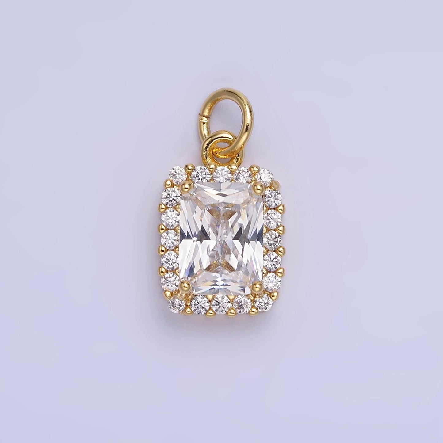 14K Gold Filled Baguette Micro Paved CZ Charm in Gold & Silver | AG768 - AG774