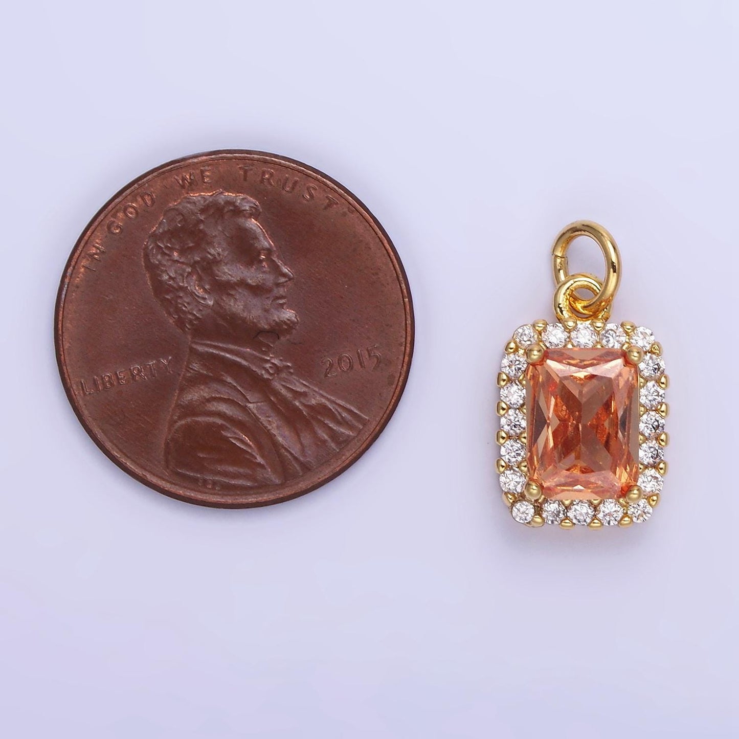 14K Gold Filled Baguette Micro Paved CZ Charm in Gold & Silver | AG768 - AG774