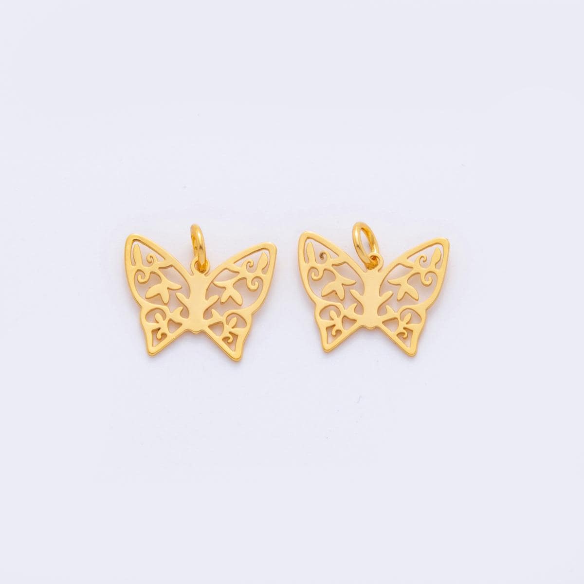 Gold Butterfly Charms Filigree Cutout Butterfly Pendants M-494