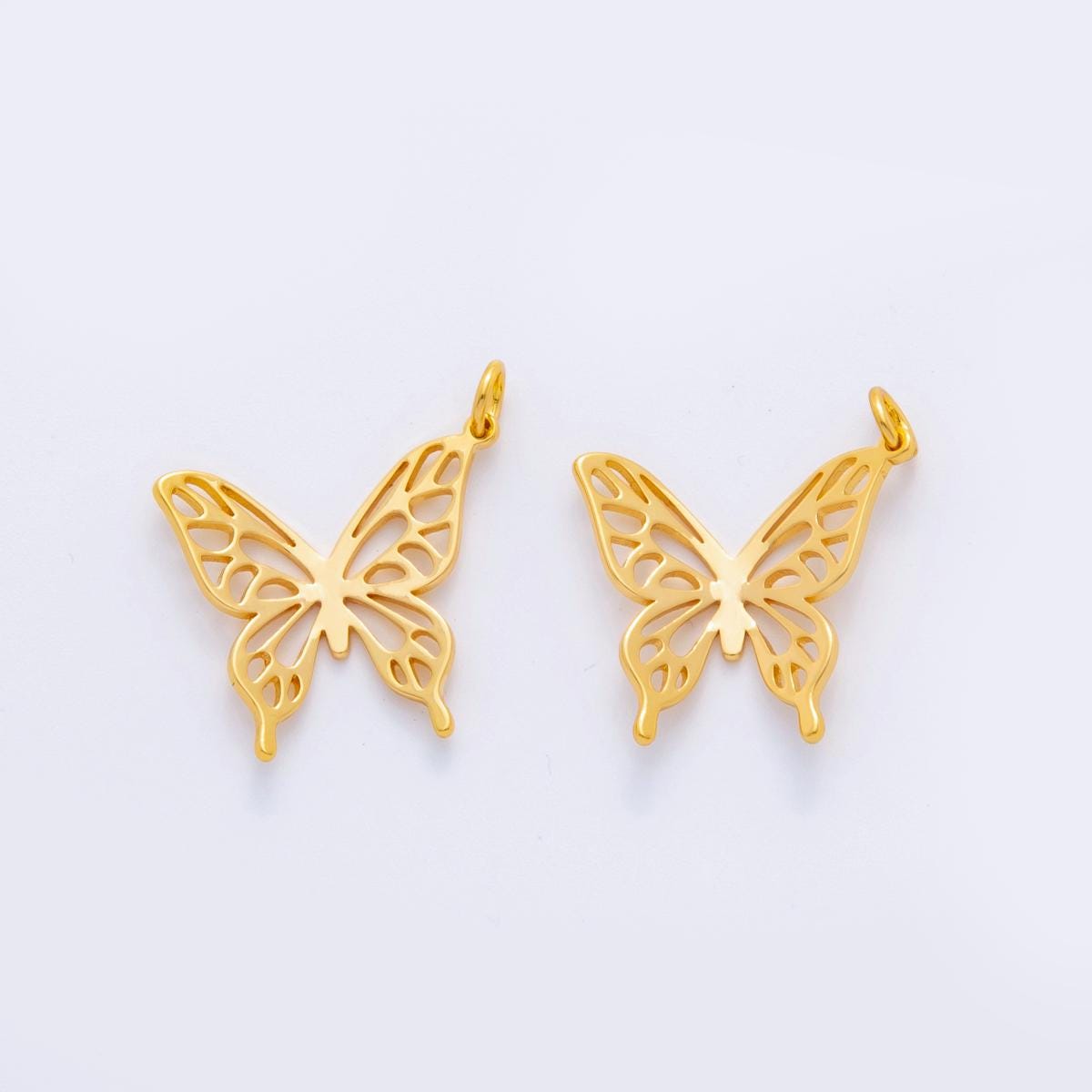 18k Gold Filled Butterfly Charms Filigree Cutout Mariposa Pendants Monarch Charm M-590