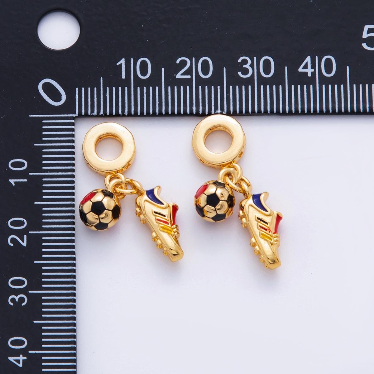 24K Gold Filled Soccer Ball Shoe Sport Theme Rondelle Bail Drop Pendant Bracelet Soccer Girl Team Bracelet Gift Idea | M-811