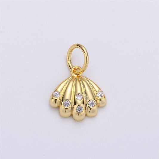 24k Gold Filled Shell Pendant Charm, Seashell, Ocean Sea Life Charms, Scallop Shell Charm for Bracelet Necklace D-007