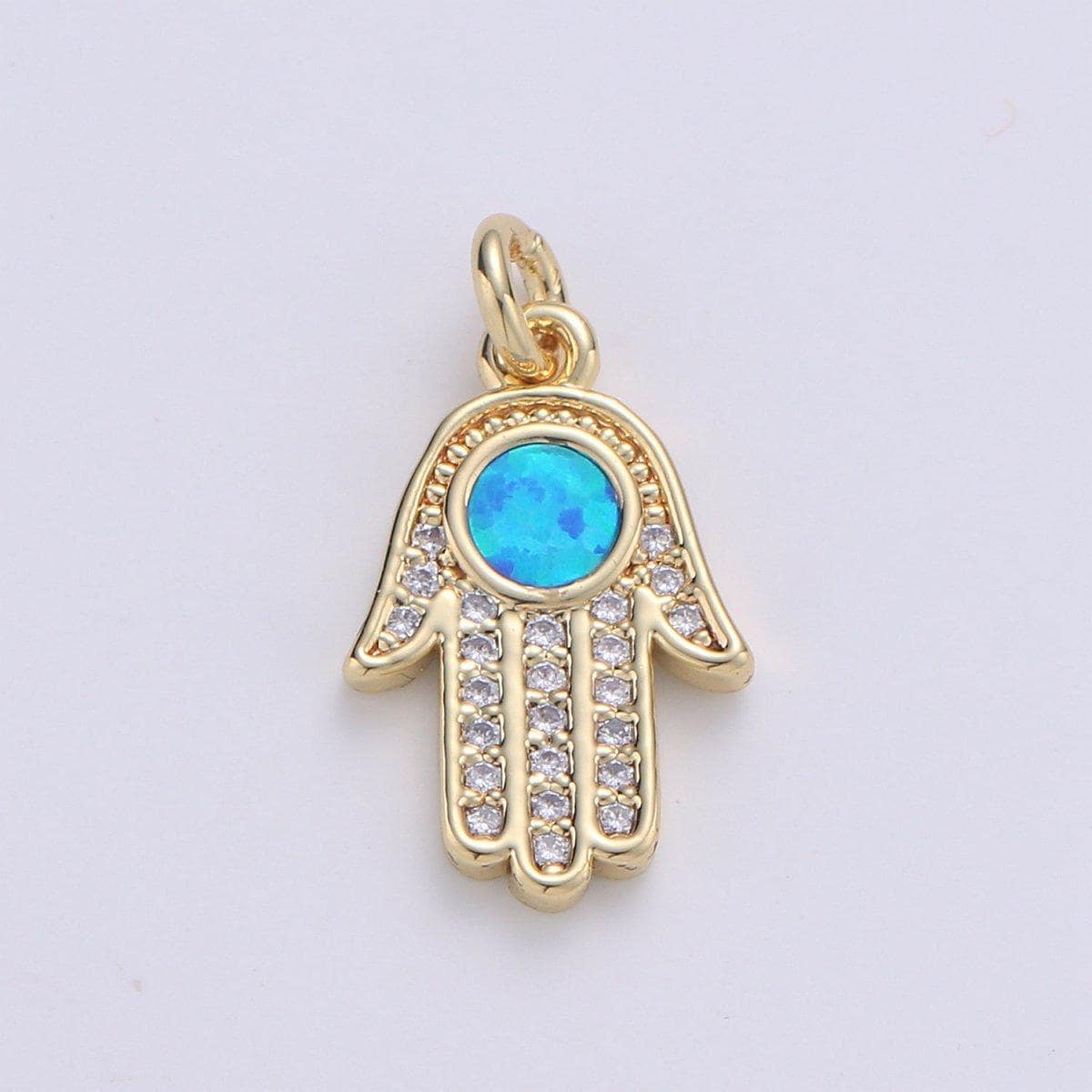 1pc Hamsa Hand, Evil Eye, Lucky Charm, Peace DIY Cubic Zirconia Bracelet Charm Bead Necklace Pendant Finding for Jewelry Making | C-199