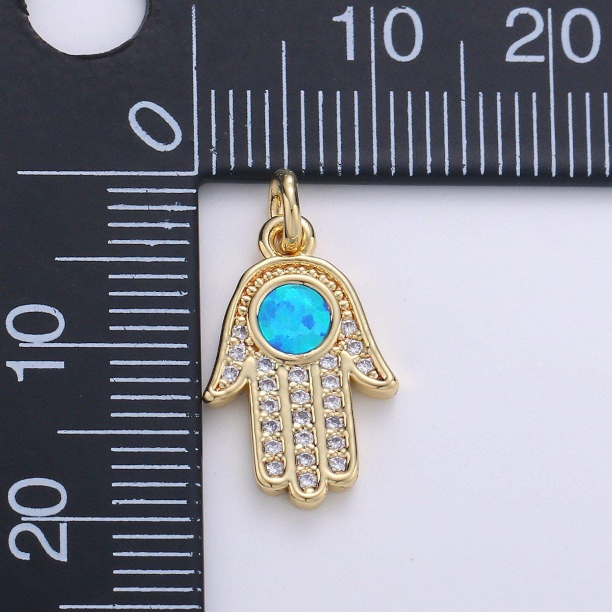 1pc Hamsa Hand, Evil Eye, Lucky Charm, Peace DIY Cubic Zirconia Bracelet Charm Bead Necklace Pendant Finding for Jewelry Making | C-199