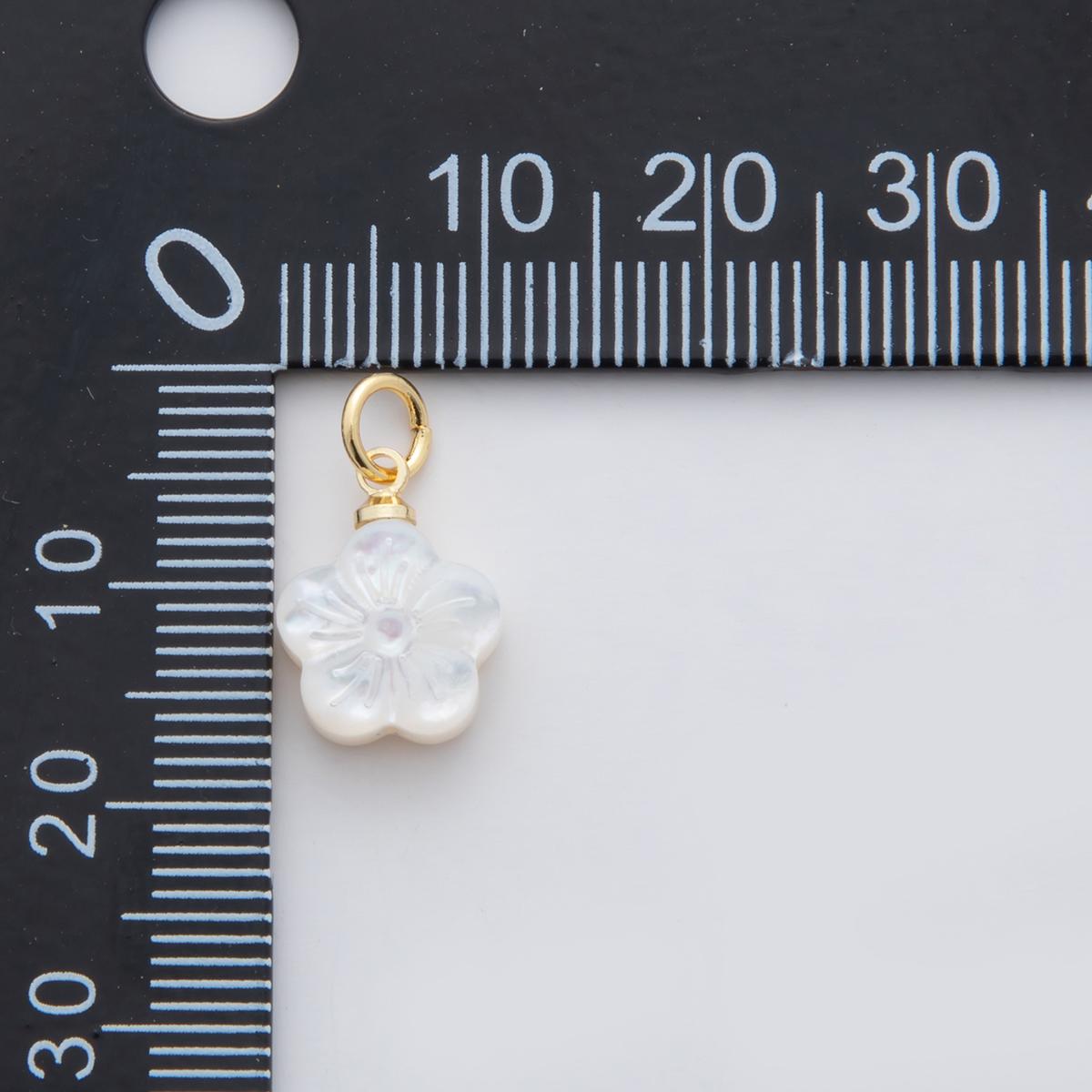 18k gold filled shell pearl Hibiscus charms flower pendant for bracelet necklace earring charm AJ-309