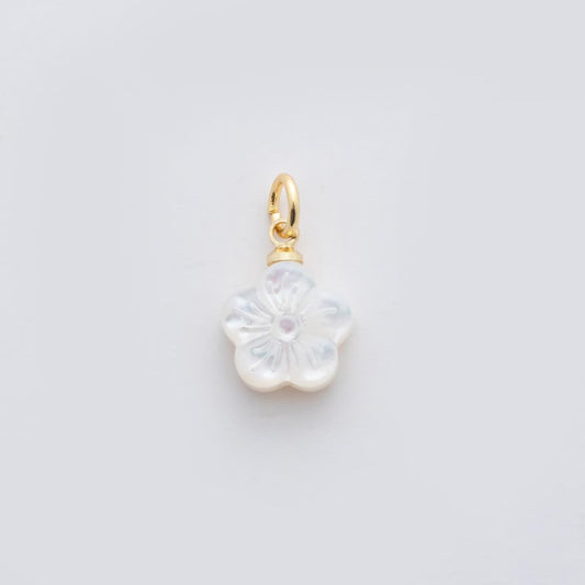 18k gold filled shell pearl Hibiscus charms flower pendant for bracelet necklace earring charm AJ-309