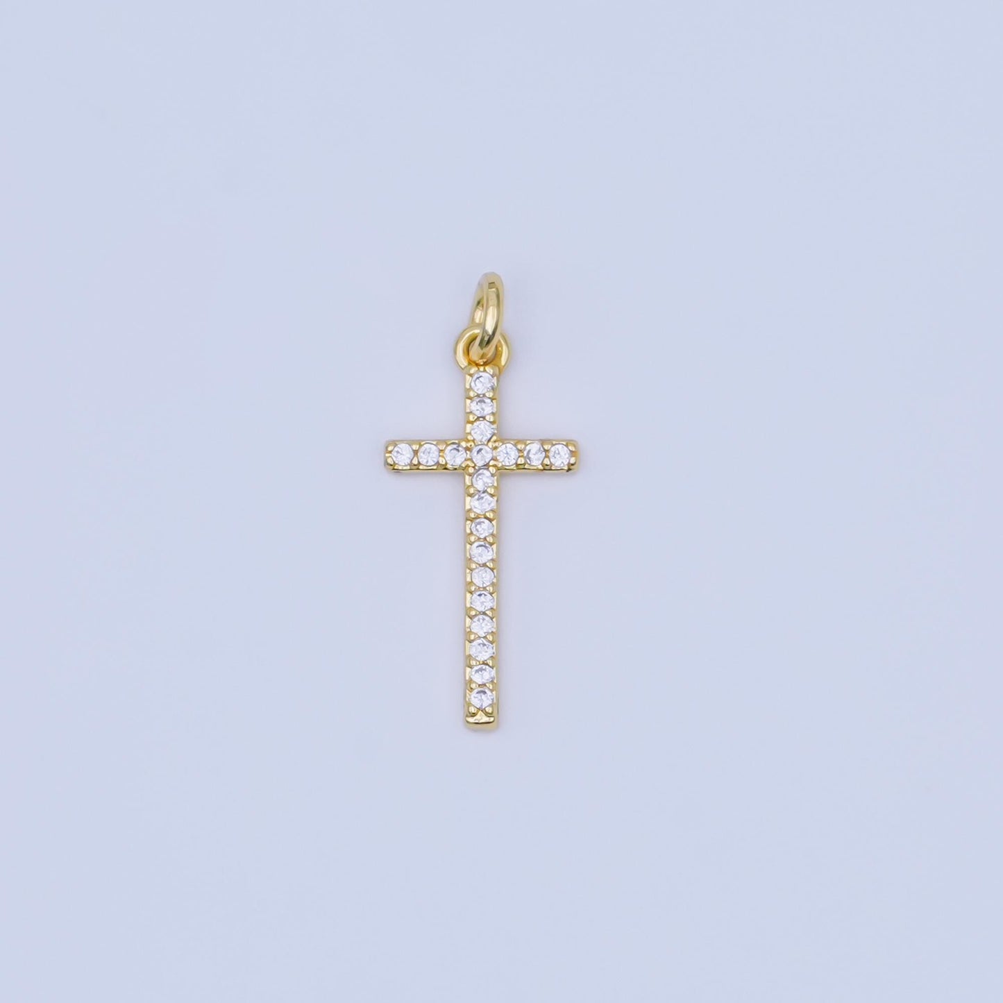 24K Gold Filled Micro Paved CZ Religious Cross Charm | AF439