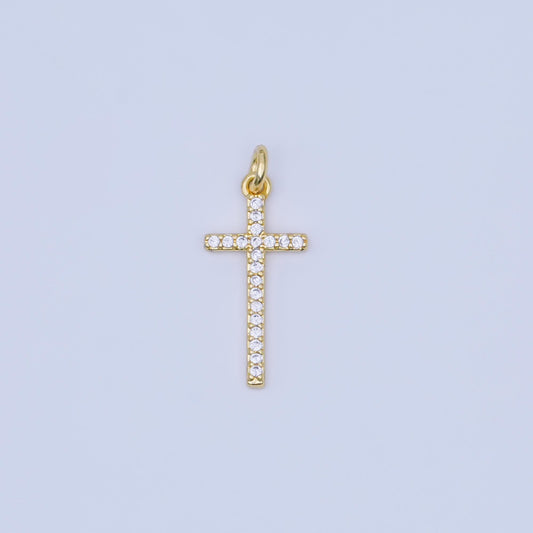 24K Gold Filled Micro Paved CZ Religious Cross Charm | AF439