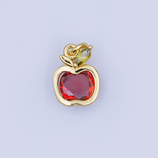 24K Gold Filled Red CZ Apple Fruit Charm | AF445