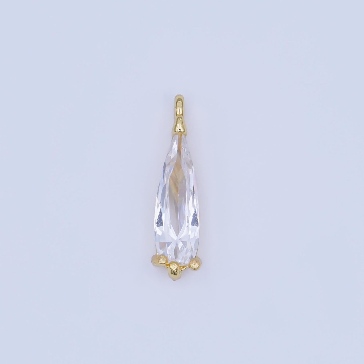 24K Gold Filled 17mm Clear CZ Teardrop Charm | AF447