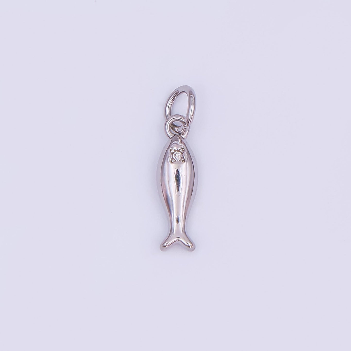 24K Gold Filled Clear CZ Fish Minimalist 3D Multidimensional Charm | AF432