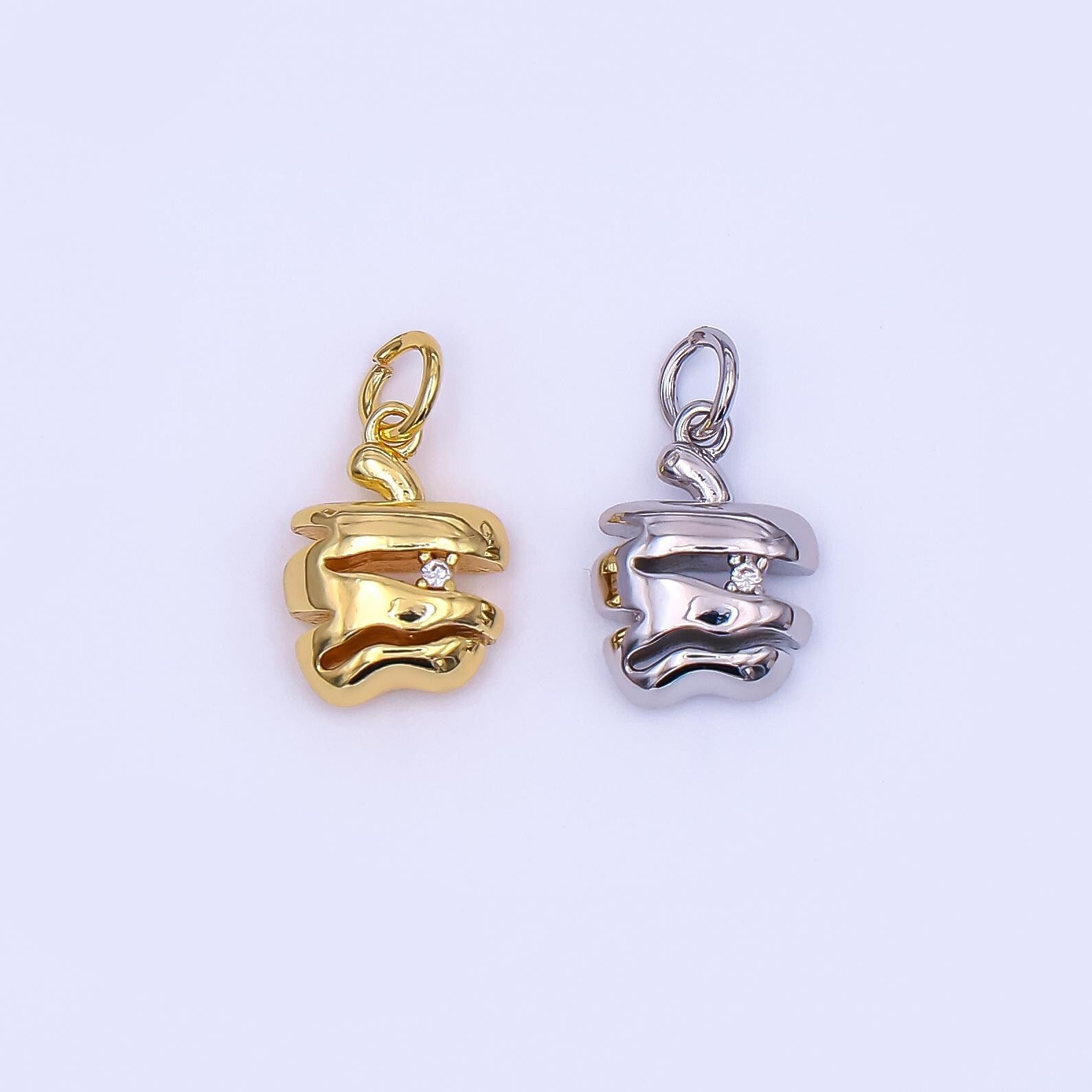 24K Gold Filled Clear CZ Sliced Apple Fruit Charm in Gold & Silver | AF430