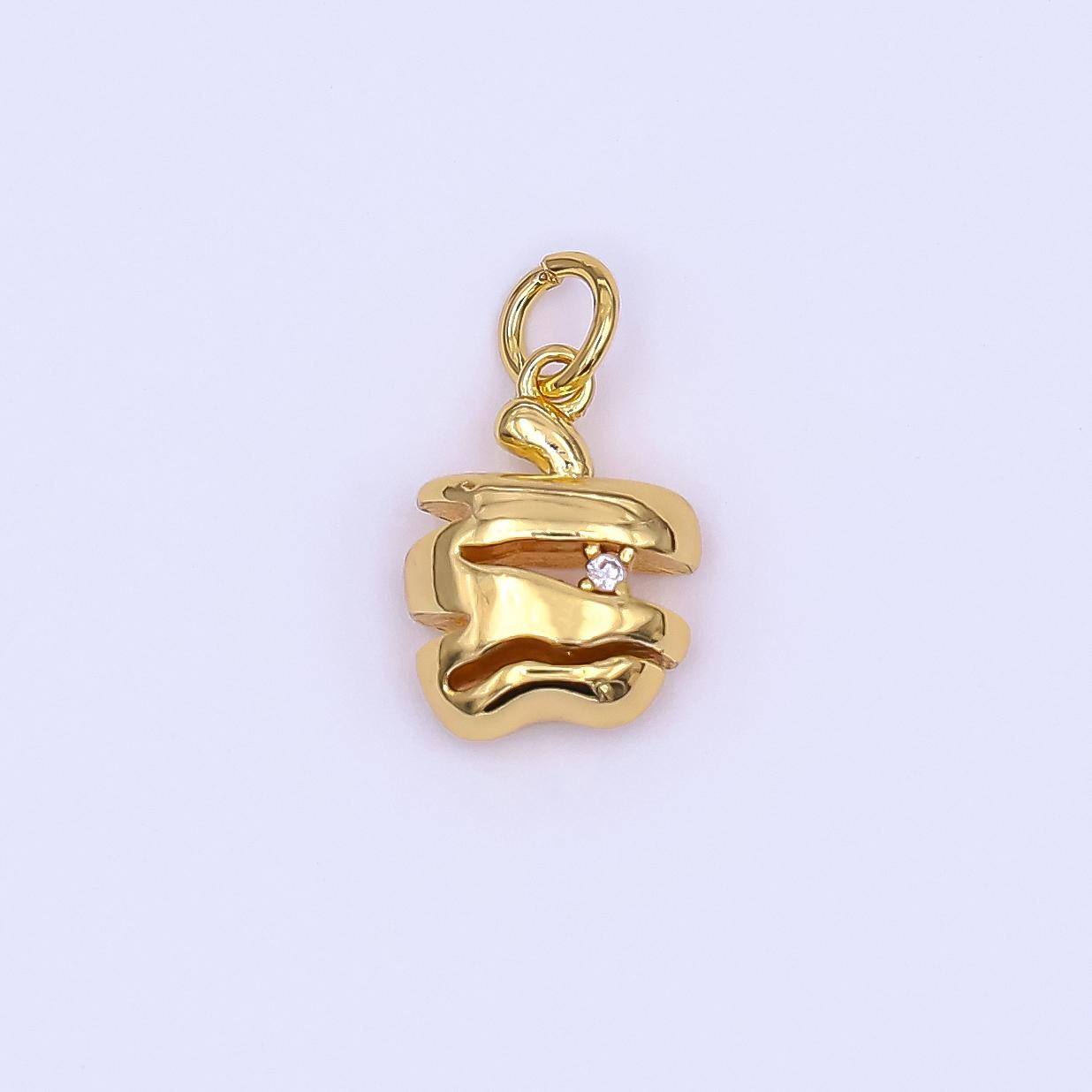 24K Gold Filled Clear CZ Sliced Apple Fruit Charm in Gold & Silver | AF430