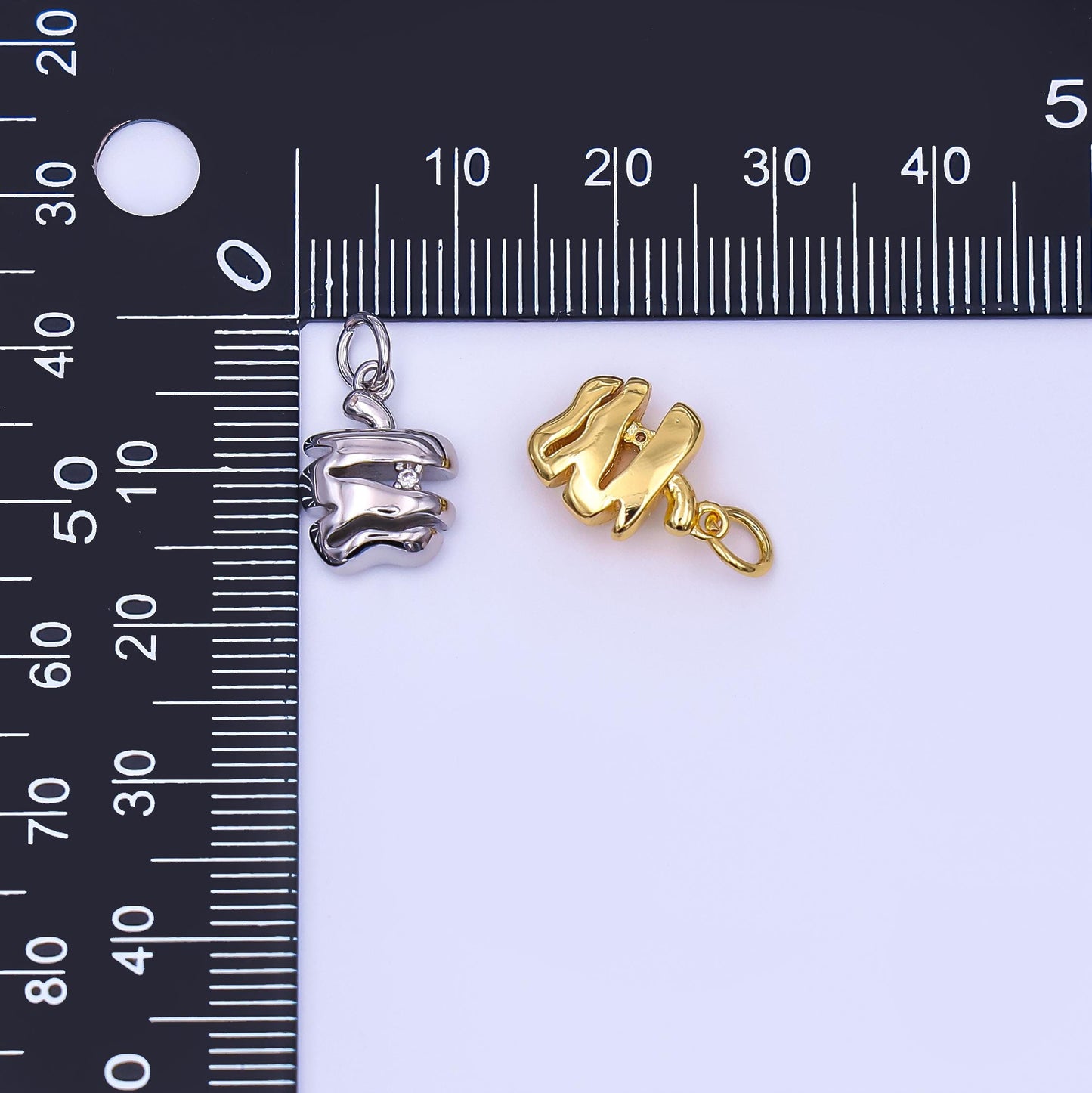 24K Gold Filled Clear CZ Sliced Apple Fruit Charm in Gold & Silver | AF430