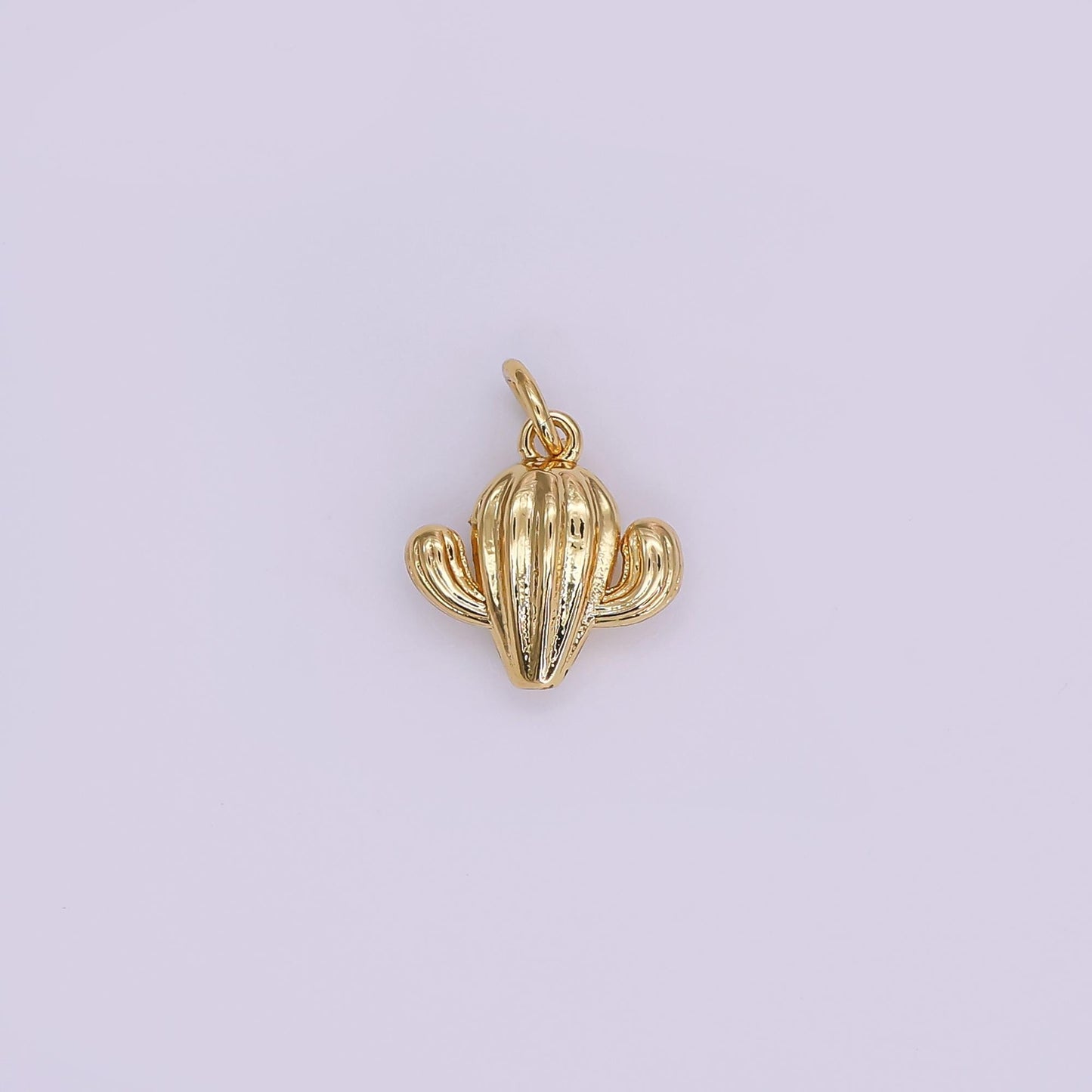 24K Gold Filled Minimalist Cactus Plant Multidimensional 3D Charm | AF426