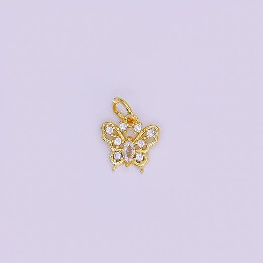 24K Gold Filled Clear CZ Butterfly Open Charm | AF425