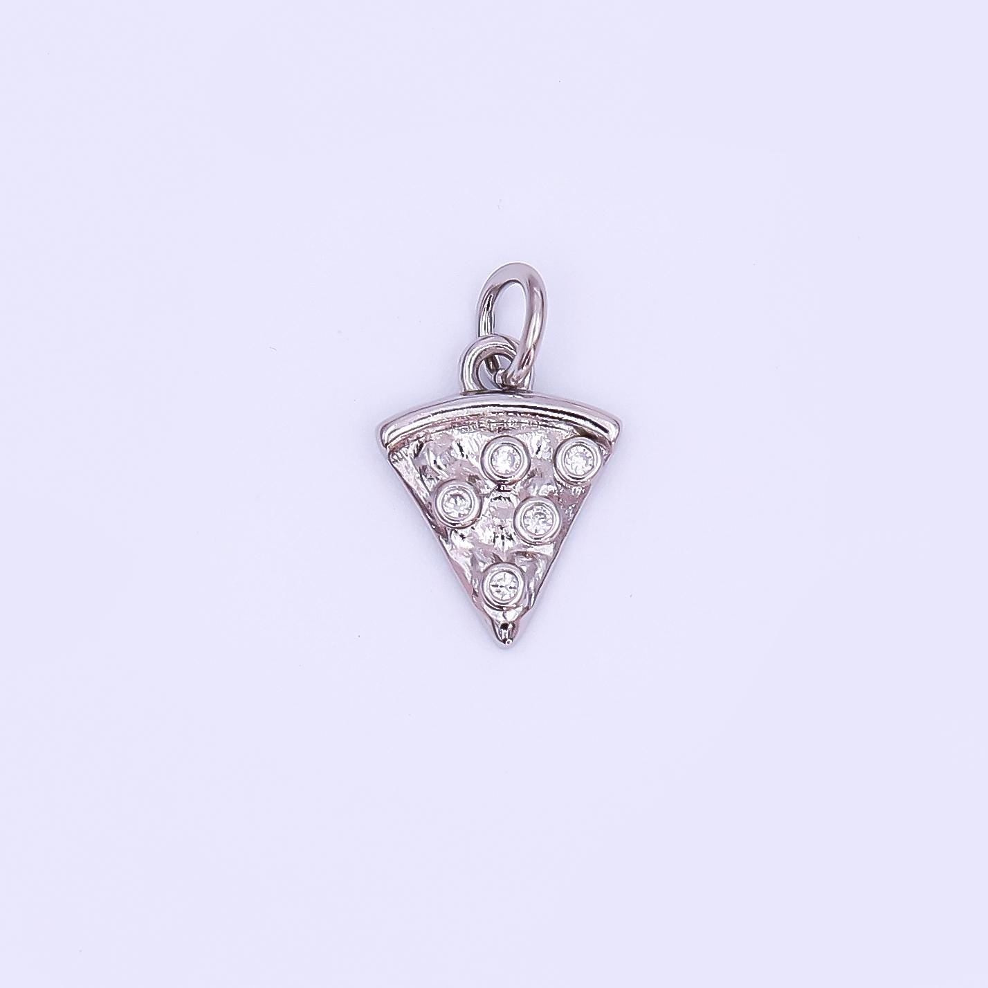 24K Gold Filled Clear CZ Pizza Slice Mini Charm in Gold & Silver | AF438