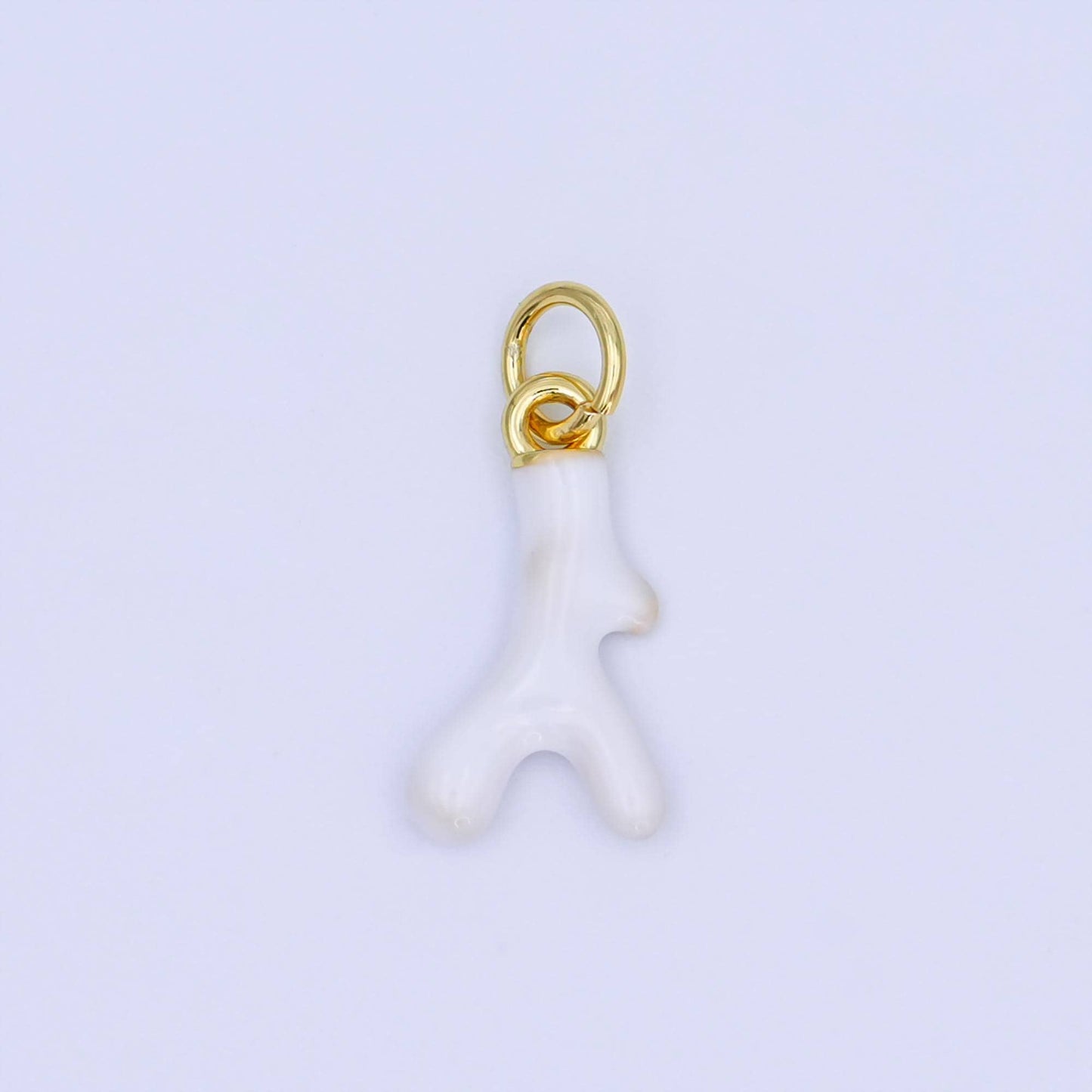 24K Gold Filled White Geometric Coral Reef Enamel Charm | AF452