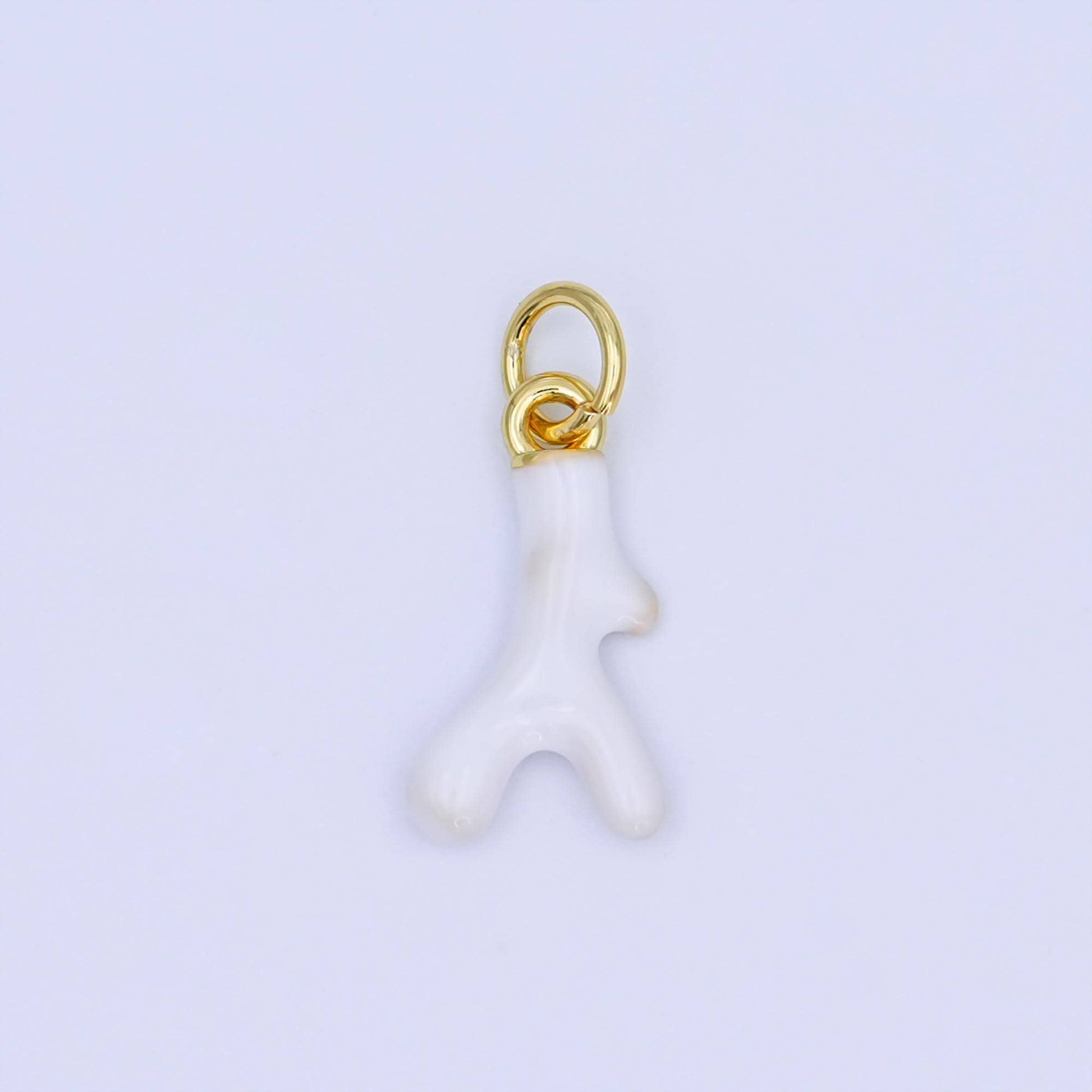 24K Gold Filled White Geometric Coral Reef Enamel Charm | AF452