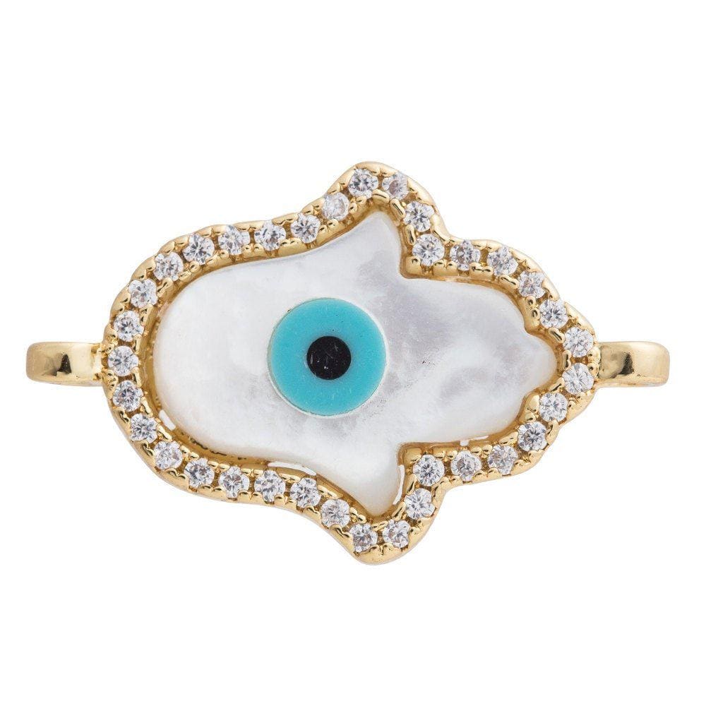 Cubic Zirconia Evil Eye Hamsa Hand Charm Connector Pendant Crystal Rhinestone CZ Pave Bracelet Gold Filled Copper Material F-247