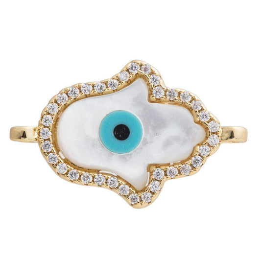 Cubic Zirconia Evil Eye Hamsa Hand Charm Connector Pendant Crystal Rhinestone CZ Pave Bracelet Gold Filled Copper Material F-247