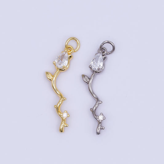 24K Gold Filled Marquise Tulip Flower Wavy Charm in Gold & Silver | AF473