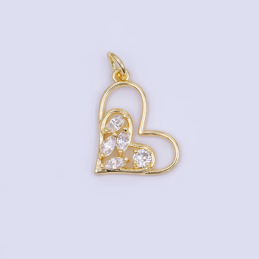 24K Gold Filled Marquise CZ Open Heart Charm | AF468