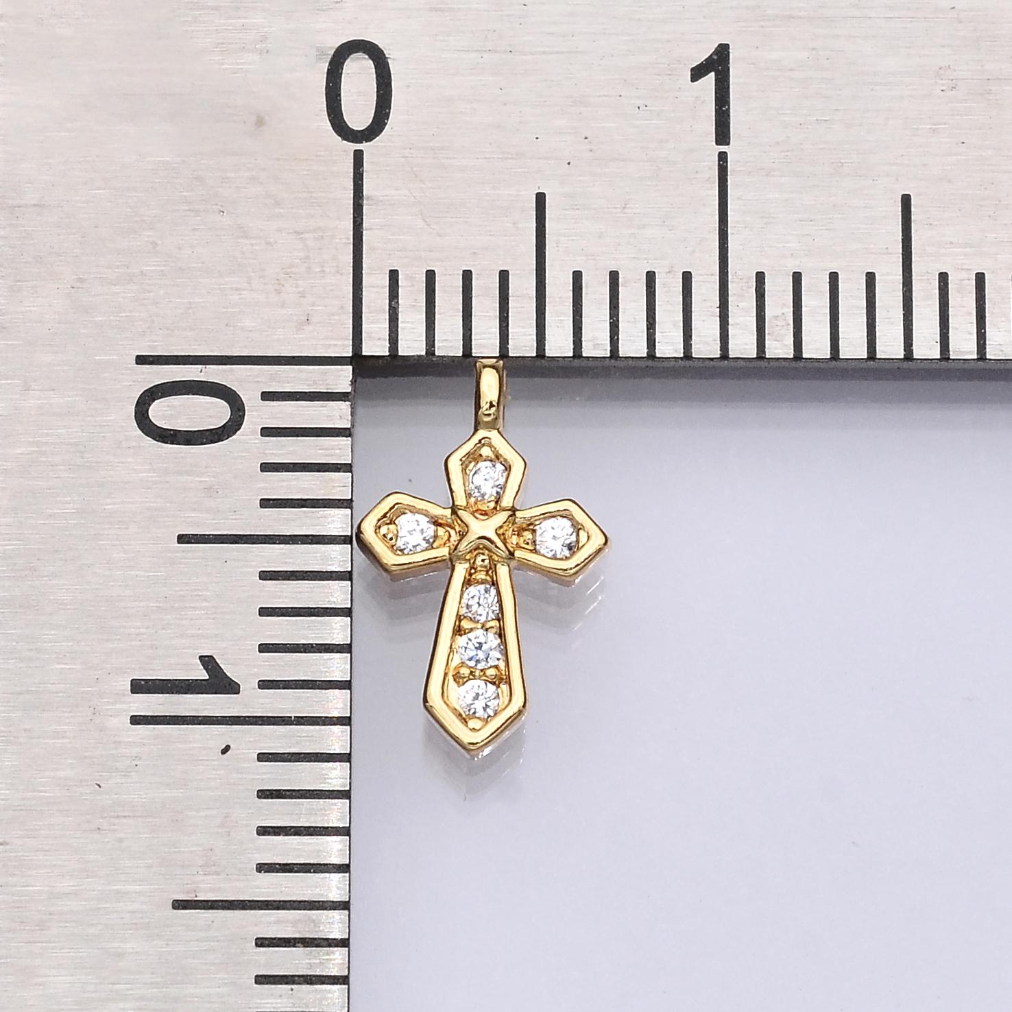 14K Gold Filled Micro Paved CZ Passion Cross Mini Charm | E752