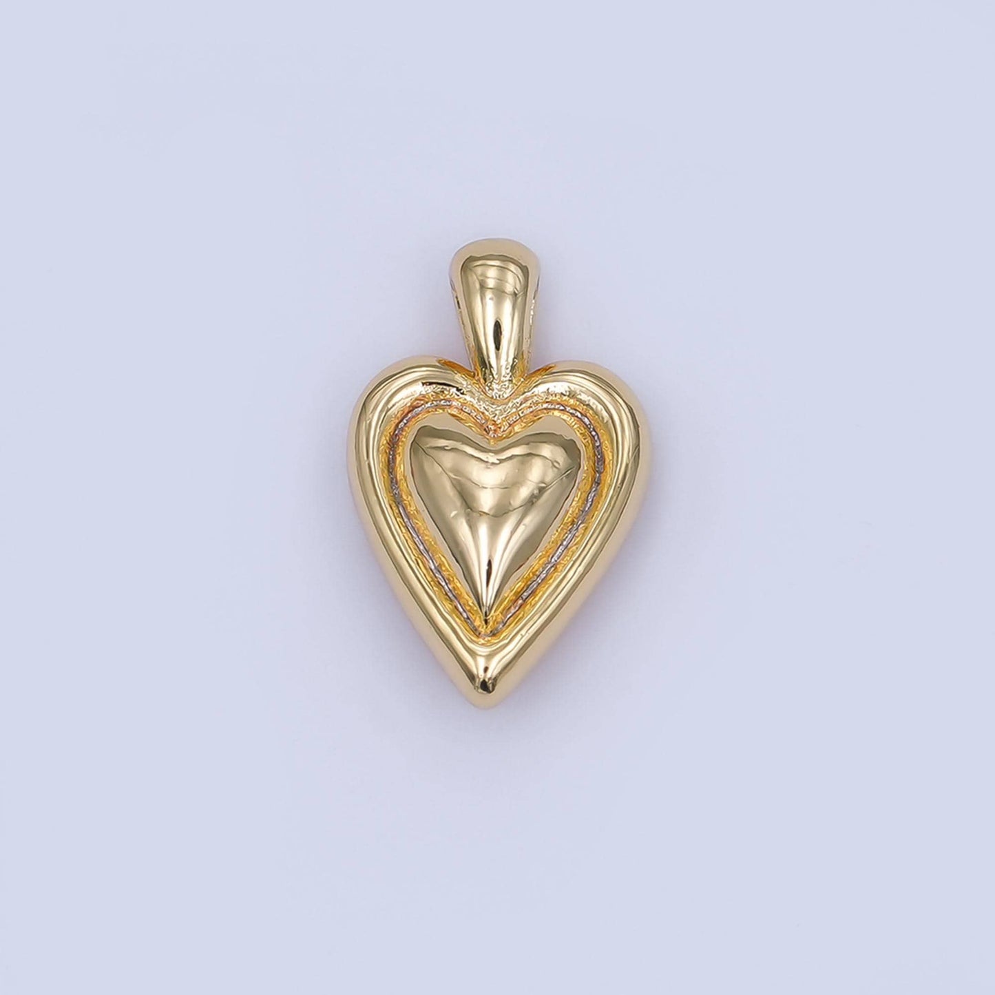 24K Gold Filled 16.5mm Chubby Heart Pendant in Gold & Silver | AH458