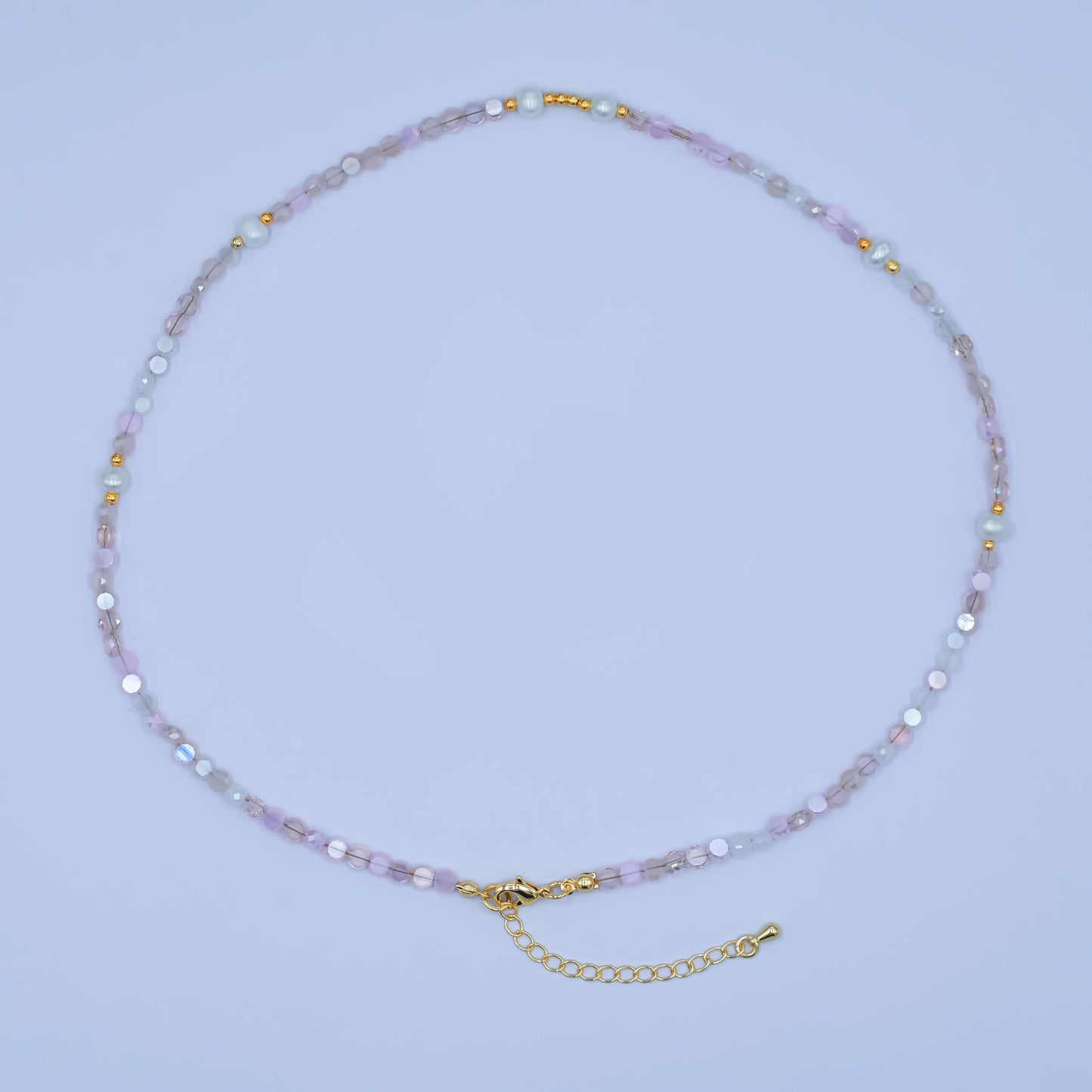 24K Gold Filled Pink Multifaceted Gemstone 17.5 Inch Necklace | WA-2973