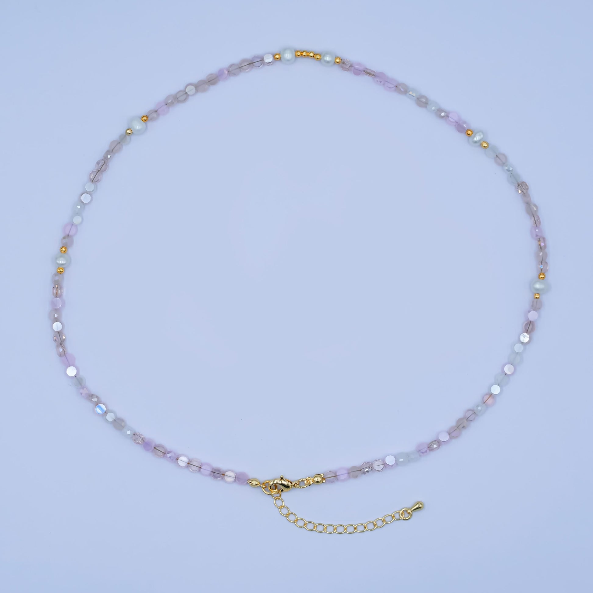 24K Gold Filled Pink Multifaceted Gemstone 17.5 Inch Necklace | WA-2973