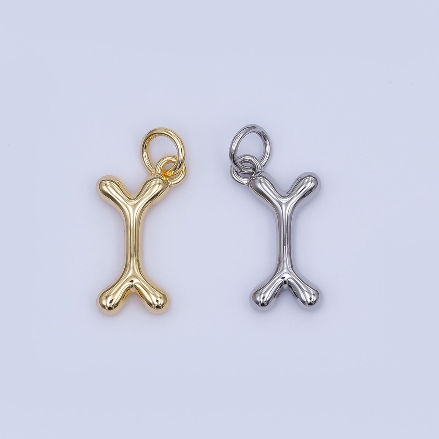 24K Gold Filled Dog Bone Multidimensional 3D Charm in Gold & Silver | AF475
