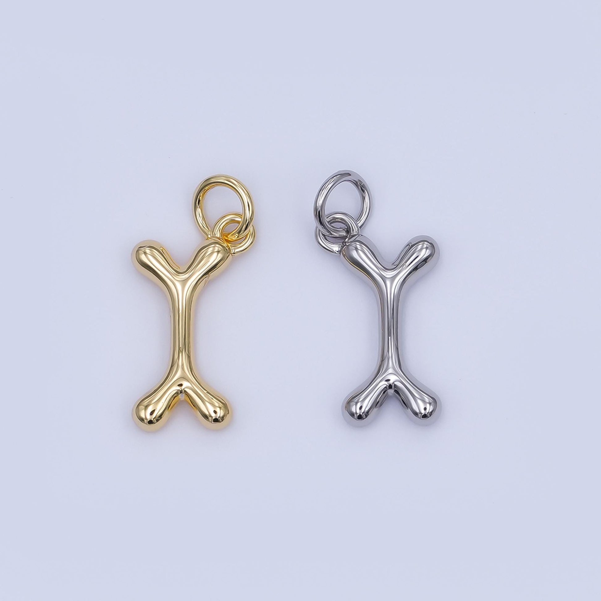 24K Gold Filled Dog Bone Multidimensional 3D Charm in Gold & Silver | AF475