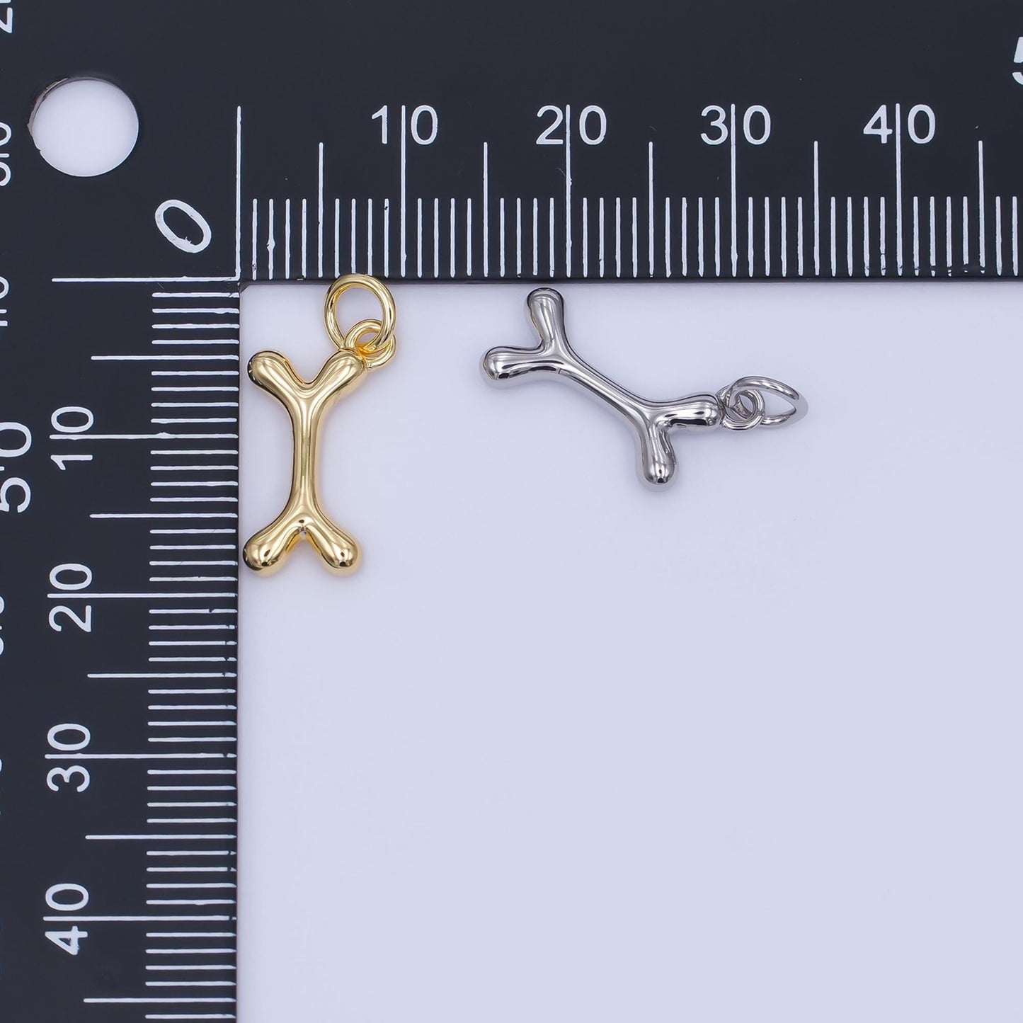 24K Gold Filled Dog Bone Multidimensional 3D Charm in Gold & Silver | AF475